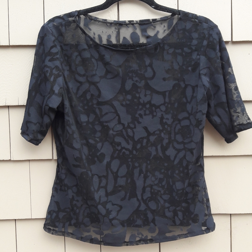 Flower Embellished Sheer Top.